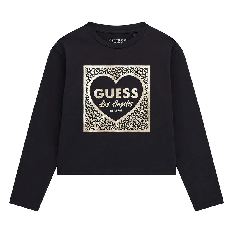 Guess jet black heart logo t-shirt - j5bi01.