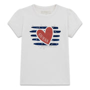 Guess pure white heart logo t-shirt - k6ri15.