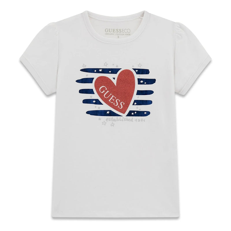 Guess pure white heart logo t-shirt - k6ri15.