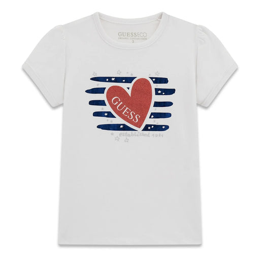 Guess pure white heart logo t-shirt - k6ri15.