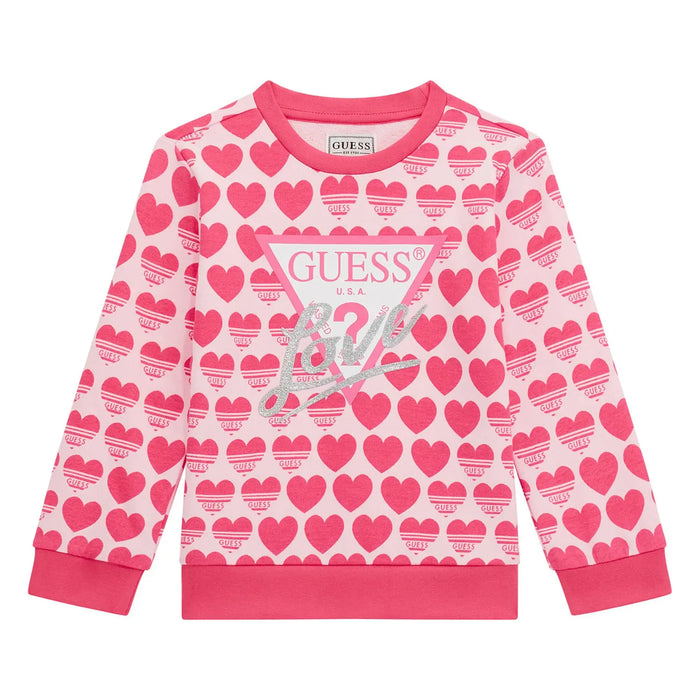 Guess pink heart print sweatshirt - k5rq01.