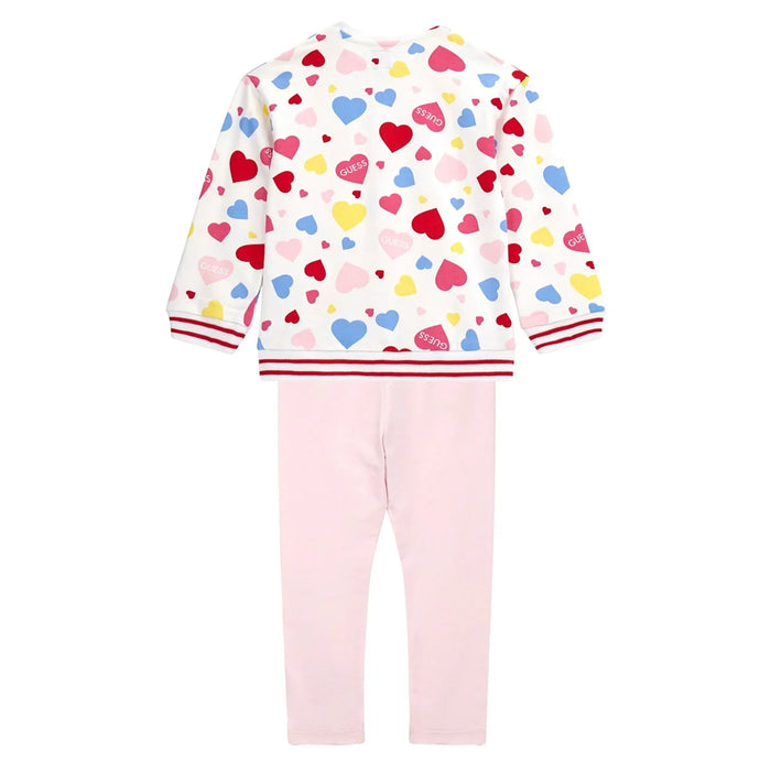 Back view of the Guess pink heart print tracksuit.