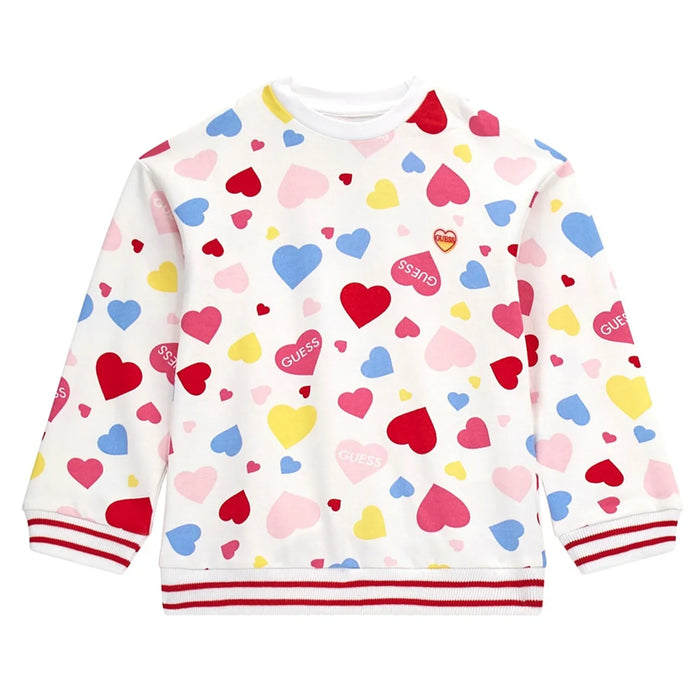 Guess girl's heart print sweatshirt.