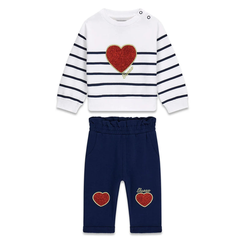 Guess baby girl's glitter heart tracksuit - a6rg06.