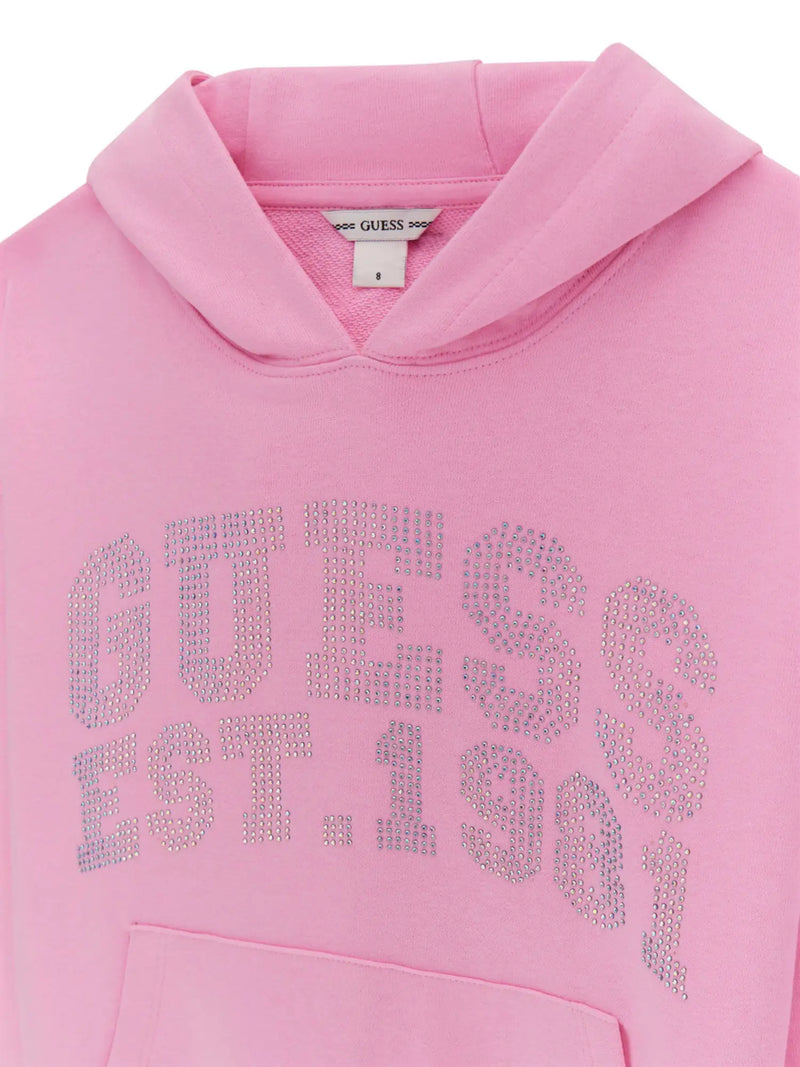 Closer view of the Guess rhinestone hoodie.