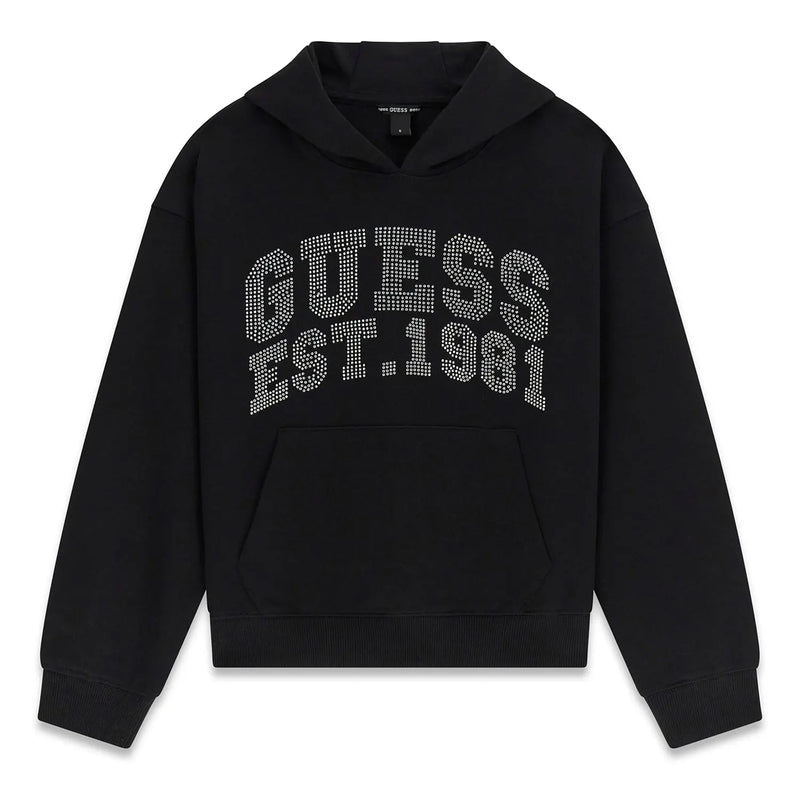 Guess jet black rhinestone hoodie - j6rq02.