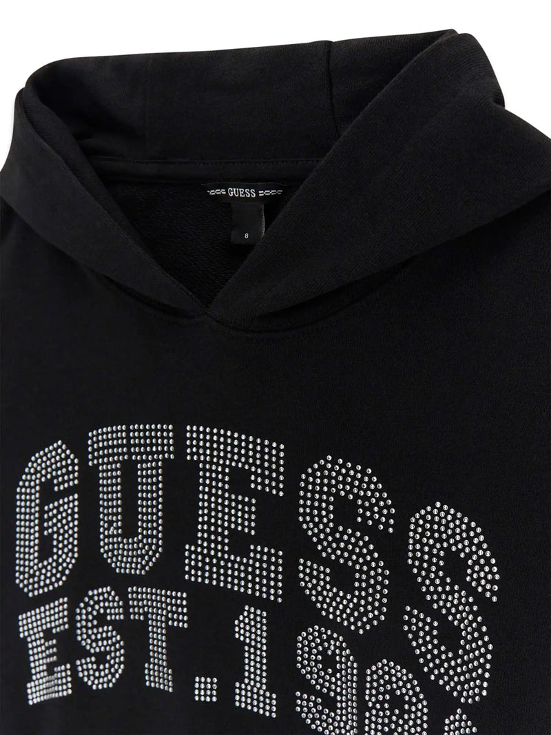 Closer view of the Guess rhinestone hoodie.