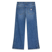 Rear view of the Guess wide leg jeans.