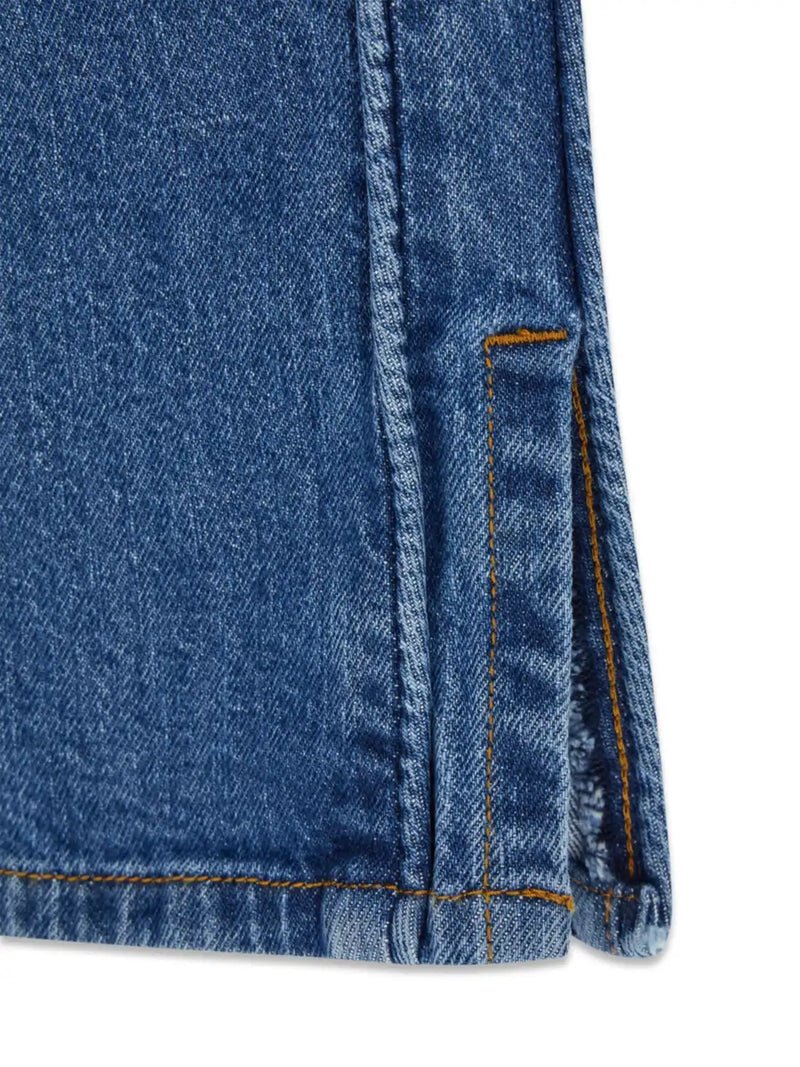 Closer look at the Guess wide leg jeans.