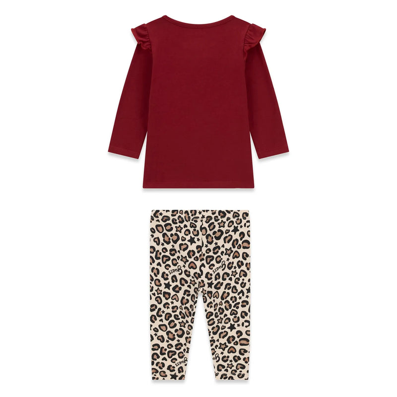 Guess Leopard Print Leggings Set - Red