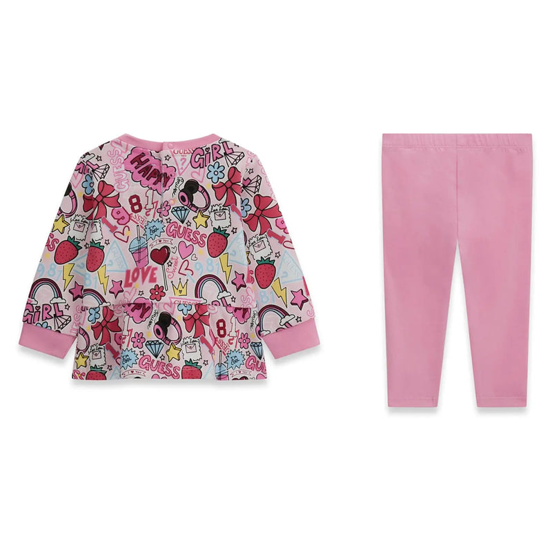 Back of the Guess pink patterned leggings set.