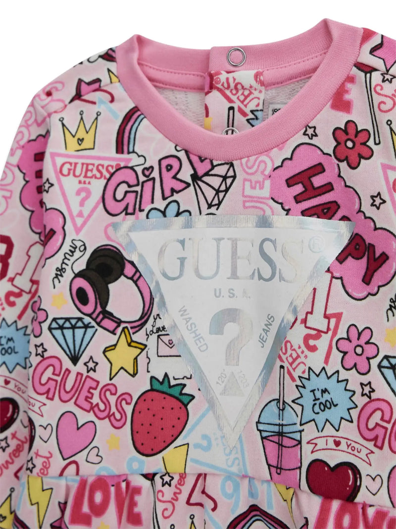 Guess baby girl's top with silver glitter logo.