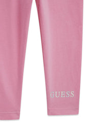 Closer look at the Guess pink leggings.