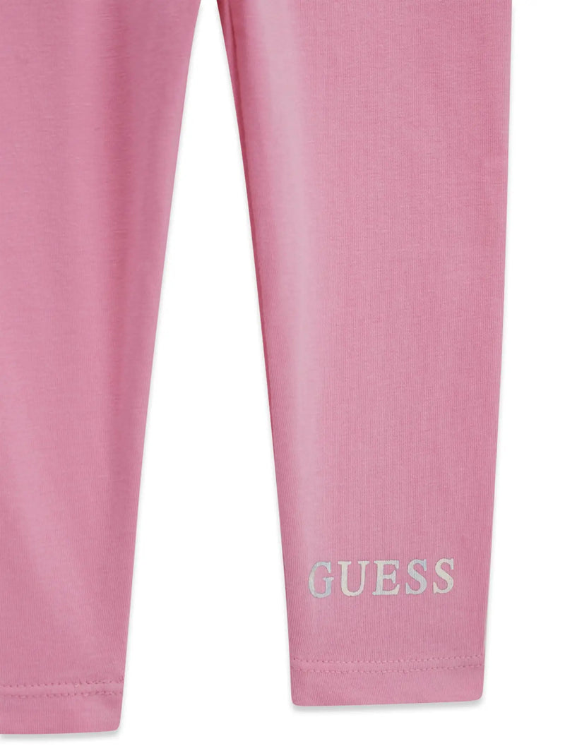 Closer look at the Guess pink leggings.