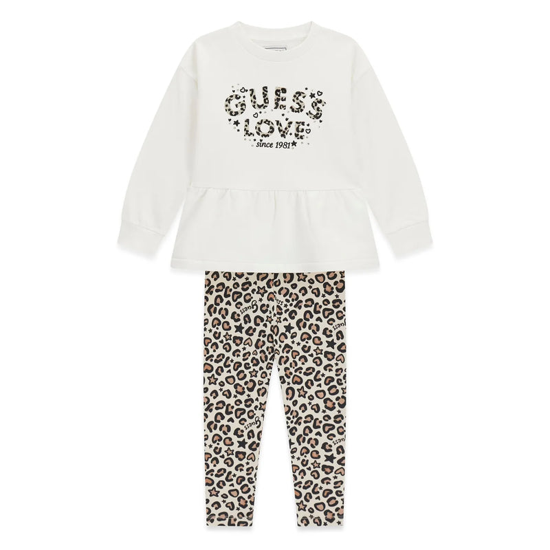 Guess girl's leopard print leggings set - k6bg02.