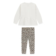 Rear view of the Guess leopard print leggings set.