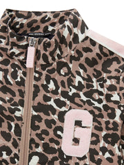 Closer look at the Guess leopard print jacket.