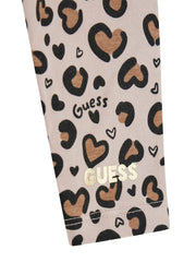 Guess beige leggings with heart print pattern.