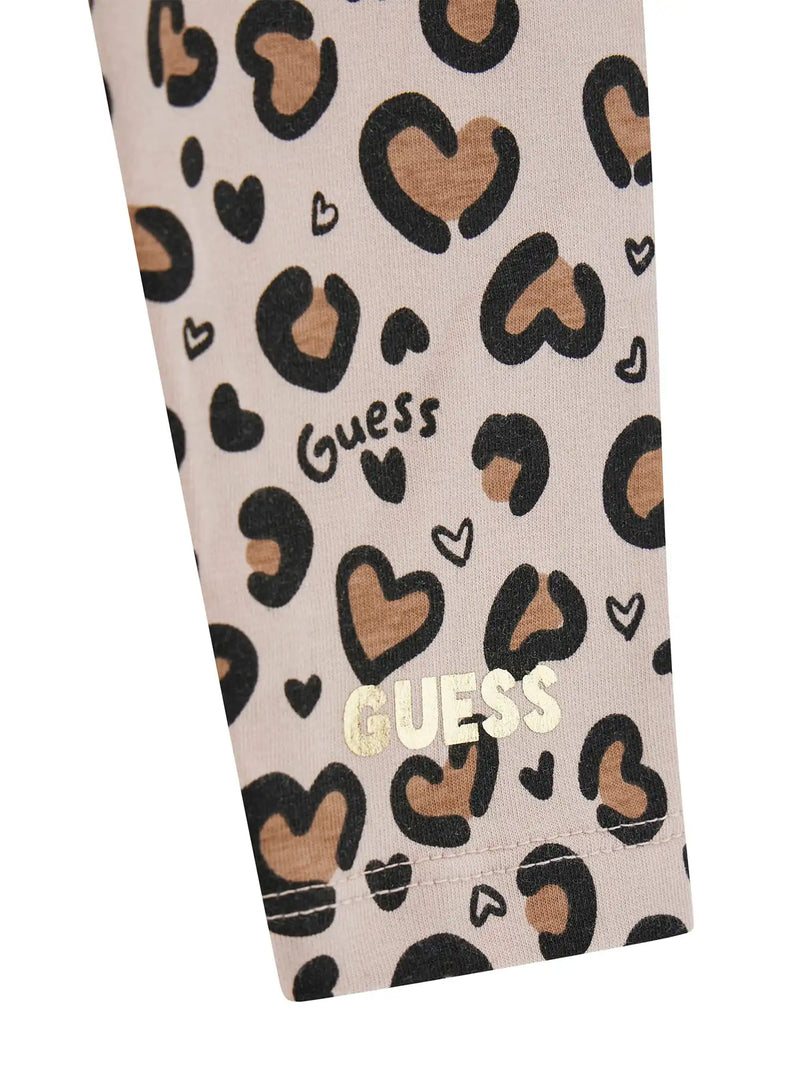 Guess beige leggings with heart print pattern.