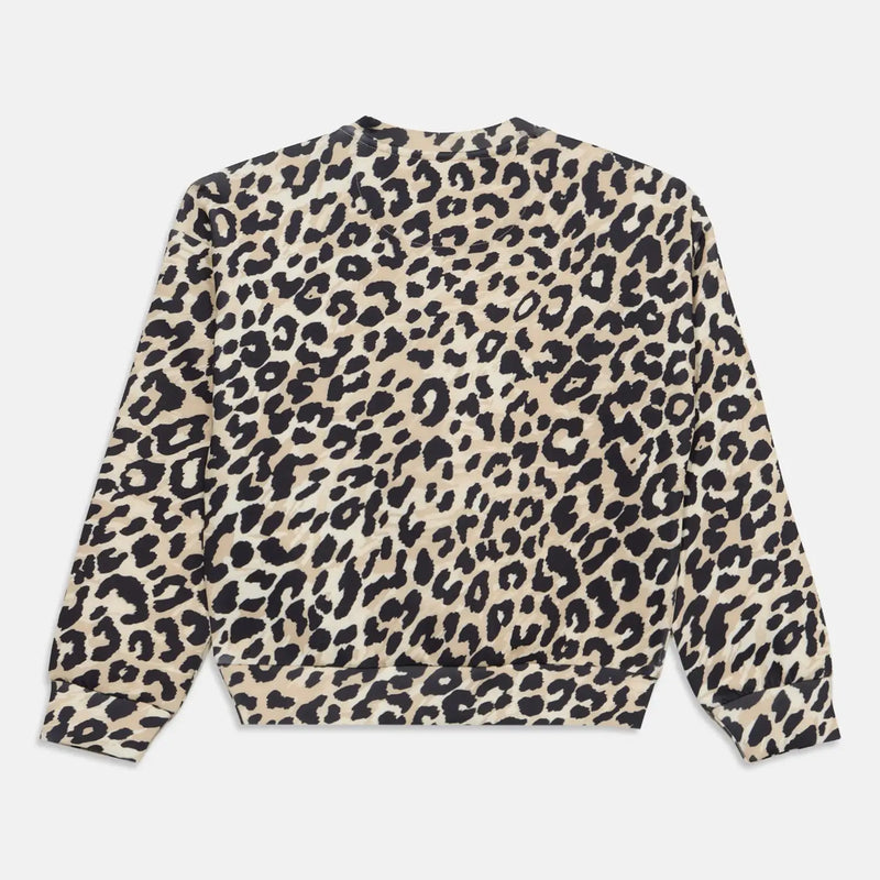 Rear view of the Guess leopard print sweatshirt.