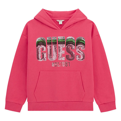 Guess pink sequin logo hoodie - j5rq00.