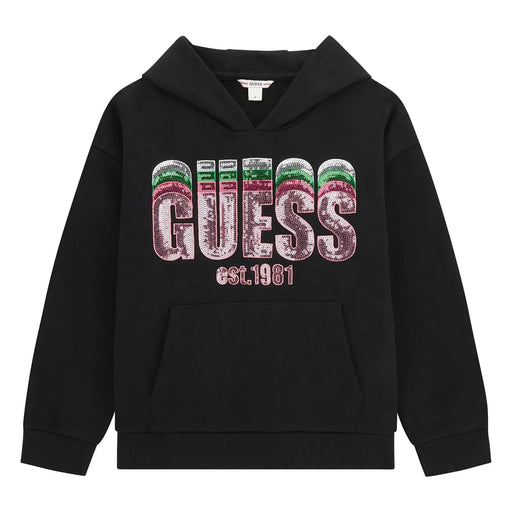 Guess black sequin logo hoodie - j5rq00.