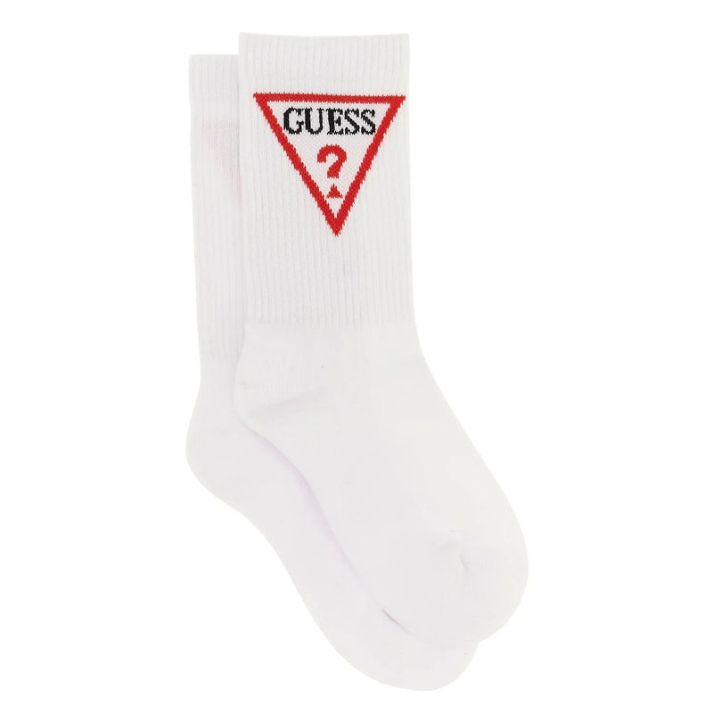 Guess girl's pure white logo socks - h4yz13.