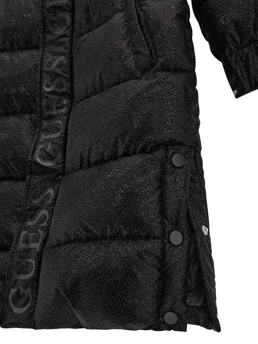 Guess long puffer jacket with textured finish.