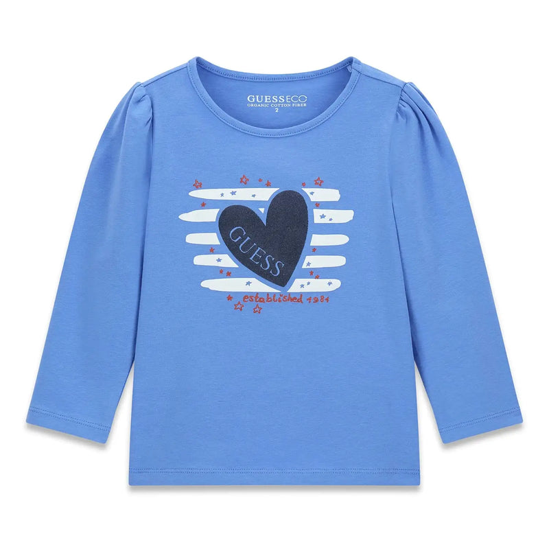 Guess girl's long sleeve heart logo t-shirt - k6ri14.