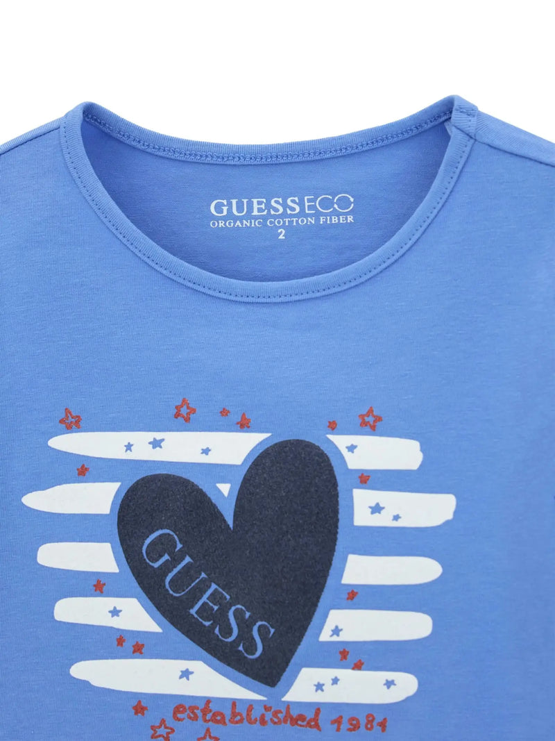 Closer look at the Guess long sleeve heart logo t-shirt.