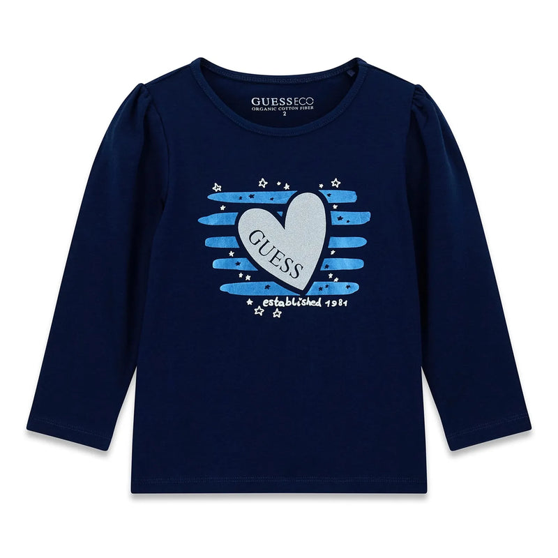 Guess girl's long sleeve heart logo t-shirt - k6ri14.