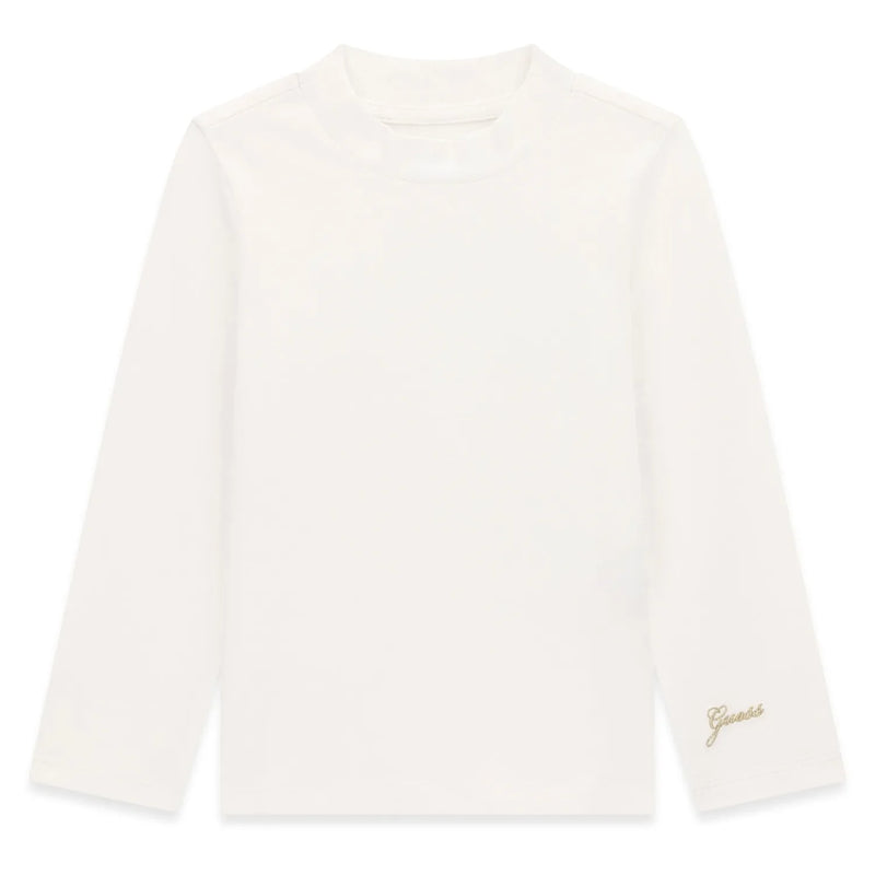 Guess girl's pure white long sleeve t-shirt - k6bi09.