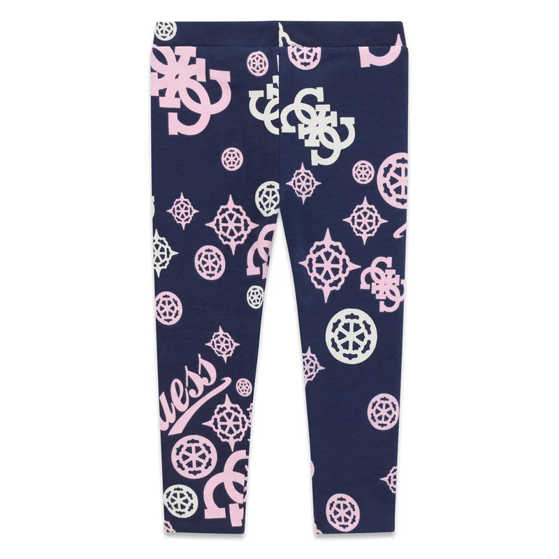 Back of the Guess navy logo print leggings.