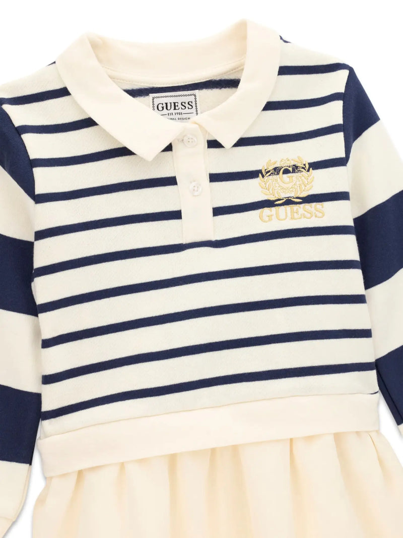 Closer look at the Guess striped polo dress.