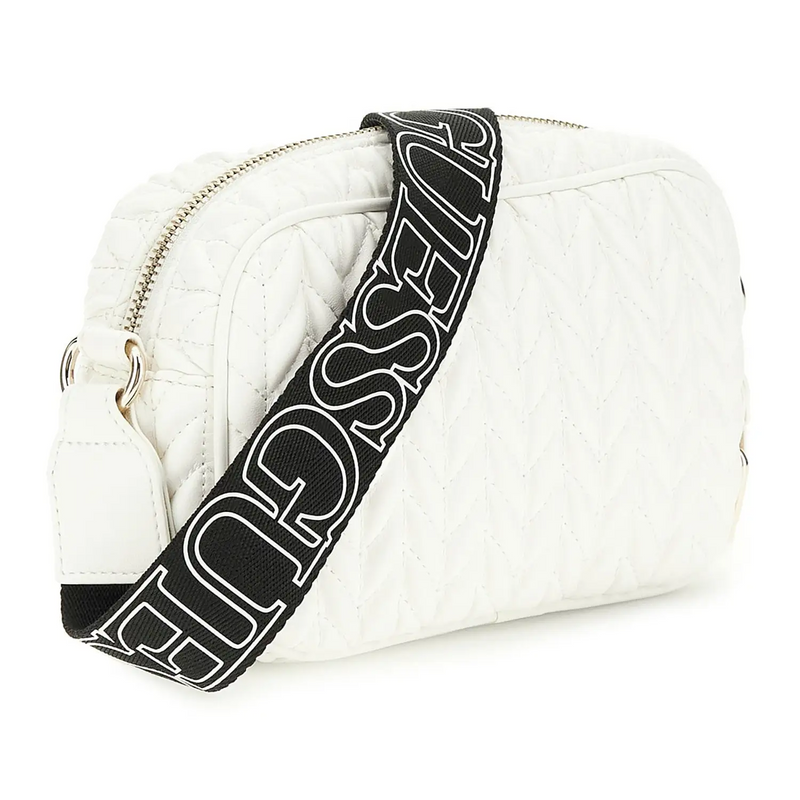 Back of the Guess quilted camera bag.