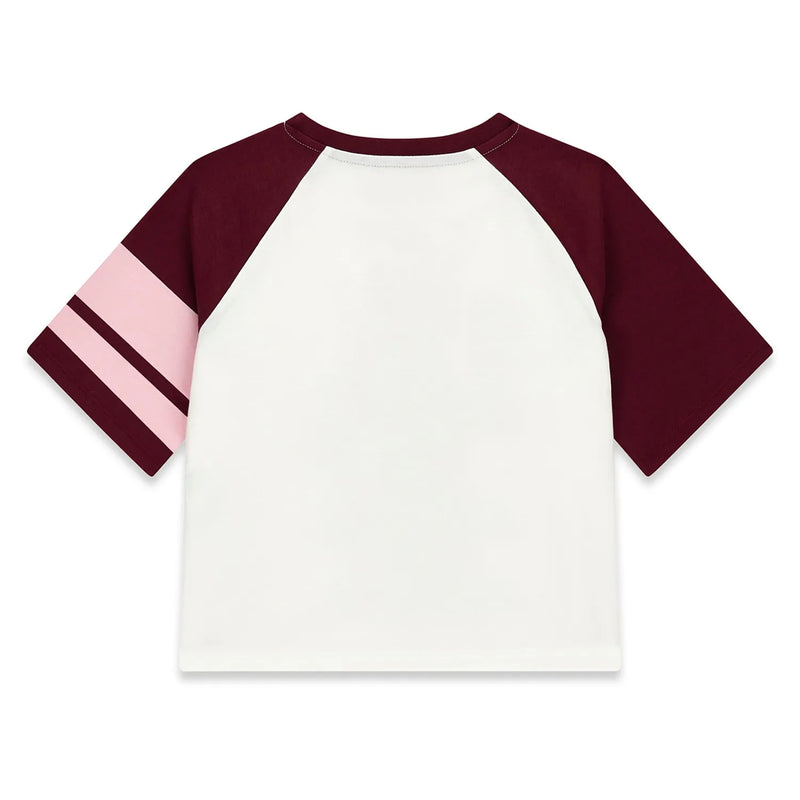 Rear view of the Guess raglan t-shirt.