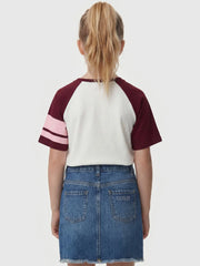 Rear view of the Guess raglan t-shirt.