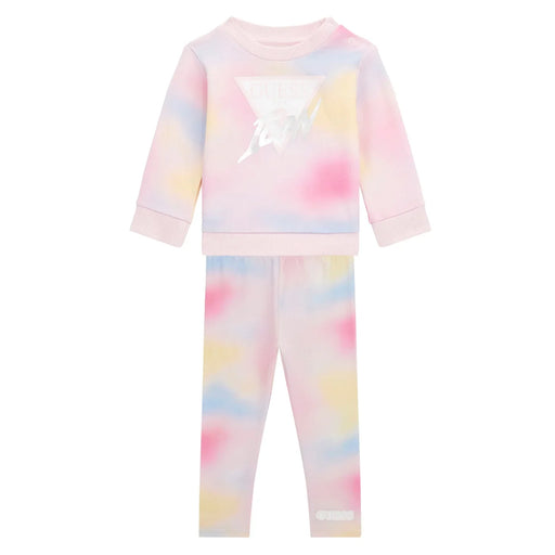 Guess girl's pink rainbow leggings set with abstract ombre pattern.
