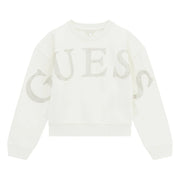 Guess cream white rhinestone logo sweatshirt - j5yq09.