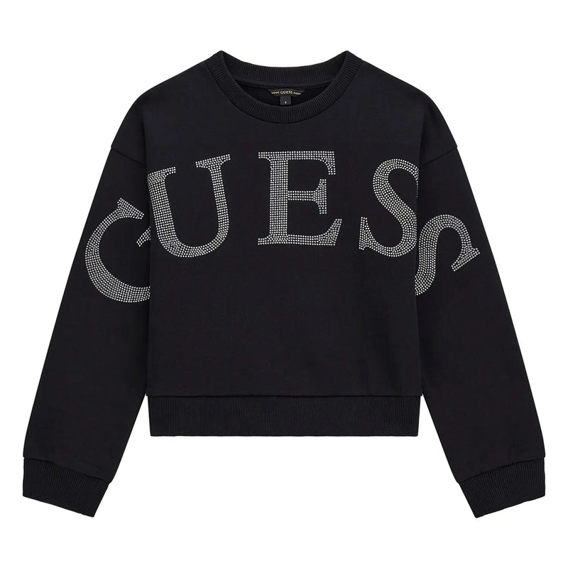 Guess jet black rhinestone logo sweatshirt - j5yq09.