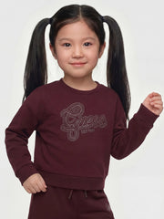Guess girl's tracksuit with silver rhinestone logo.