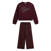 Guess girl's deep maroon rhinestone logo tracksuit - j6yq05.