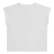 Rear view of the Guess sequin logo t-shirt.