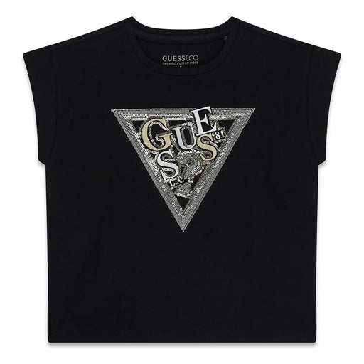 Guess jet black sequin logo t-shirt - j6ri04.