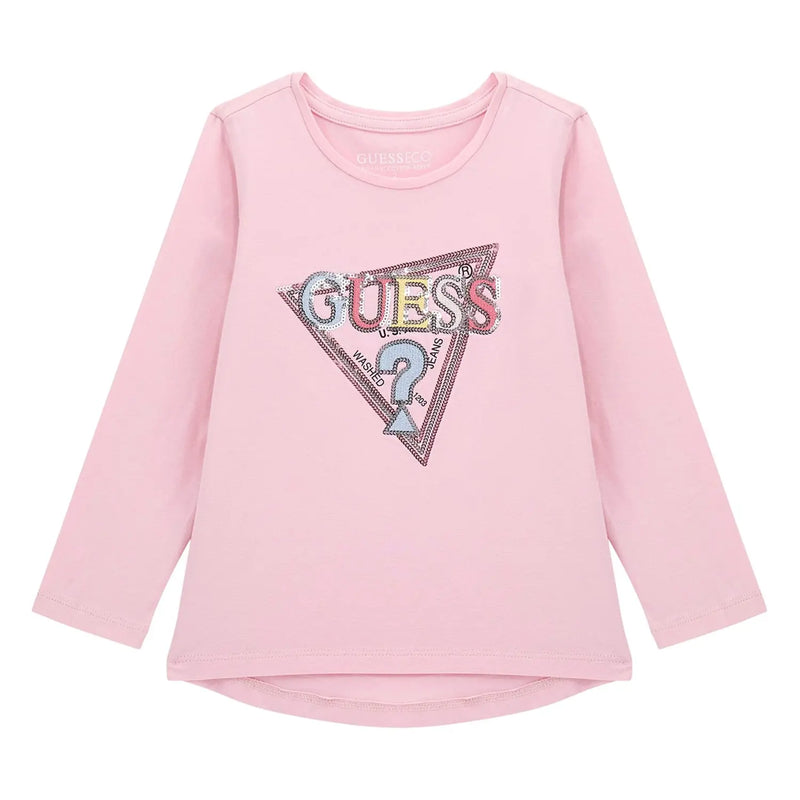 Guess girl's cotton candy sequin logo t-shirt - k5yi10.