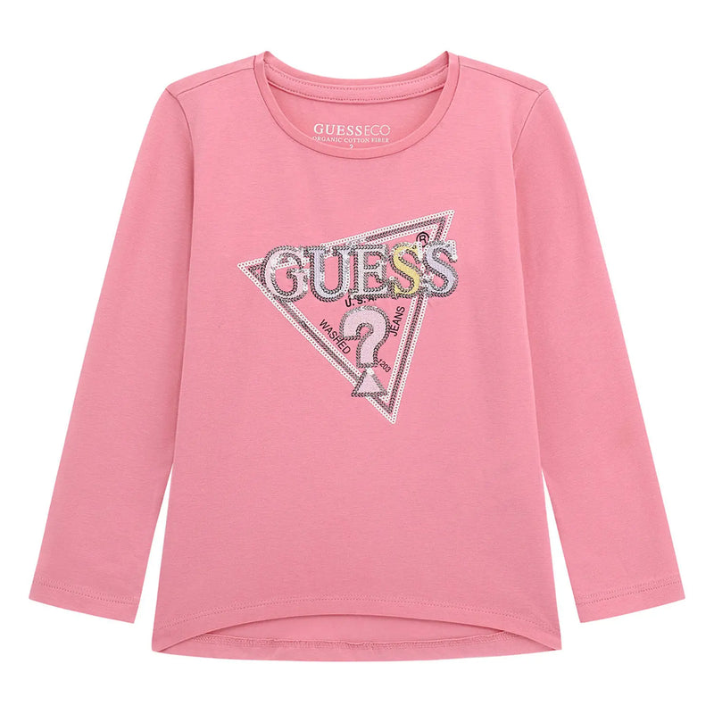 Guess jelly pink sequin logo t-shirt - k5yi10.