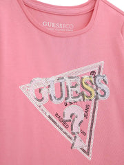 Guess girl's t-shirt with sequin logo.