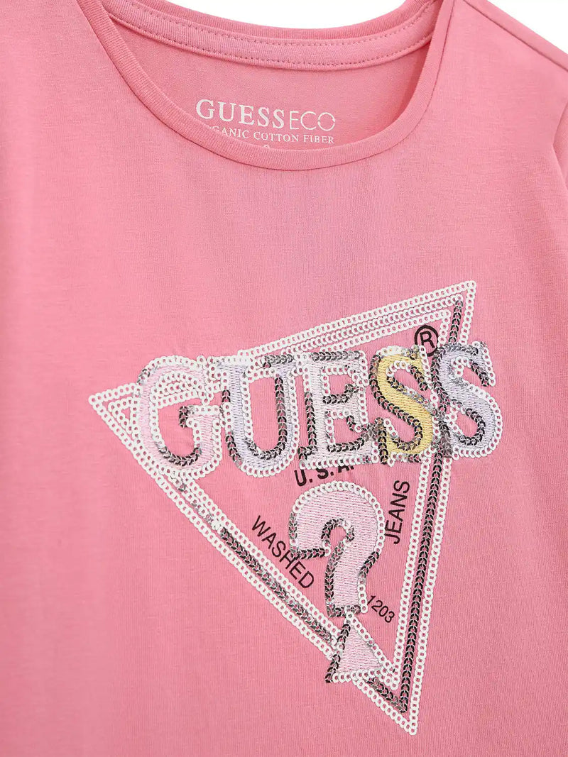 Guess girl's t-shirt with sequin logo.