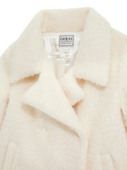Closer view of the Guess sherpa button coat.