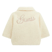 Rear view of the Guess sherpa coat.
